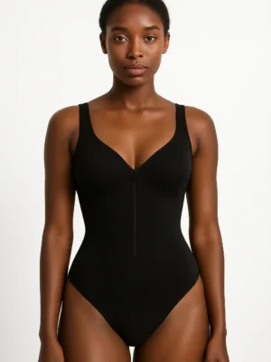 AMA Zipped-Plunge Bodysuit